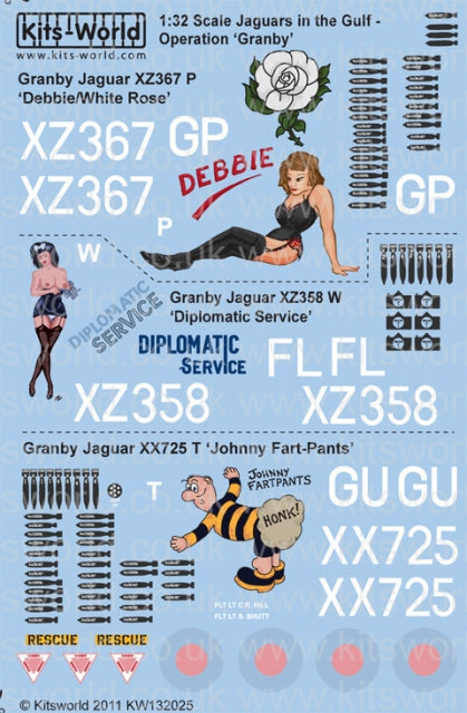 キッツワールド KW132025 1/32 ジャギュア in the Gulf (グランビー作戦) - フルカラーデカール