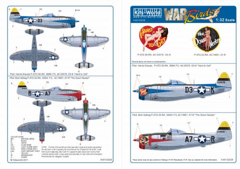 キッツワールド KW132029 1/32 P-47D サンダーボルト 'Hard To Get/The Down Necker' - フルカラーデカール