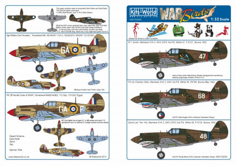 キッツワールド KW132030 1/32 カーチス P-40B ウォーホーク 'AVG/RAF' - フルカラーデカール