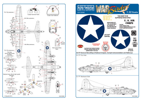 キッツワールド KW132046 1/32 ボーイング B-17F/G Early National Insignia - フルカラーデカール