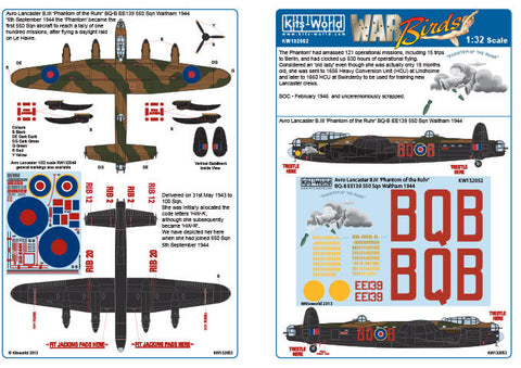 キッツワールド KW132052 1/32 アブロランカスター B.III 'ファントム・オブ・ザ・ルール' - フルカラーデカール