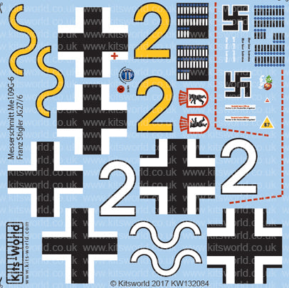 キッツワールド KW132084 1/32 メッサーシュミット ME109G-6 JG/27/6 Pilot Franz Stigler