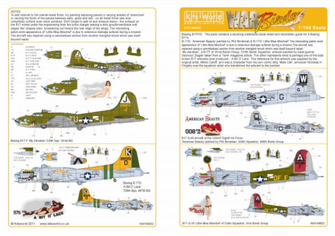 キッツワールド KW144002 1/144 デカールシート B-17 フライングフォートレス