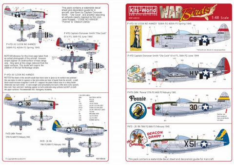 キッツワールド KW148030 1/48 アメリカンノーズアート サンダーボルト- 1/48スケール デカールシート