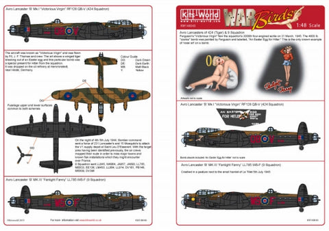 キッツワールド KW148040 1/48 ランカスター ボンバー- 1/48スケール デカールシート