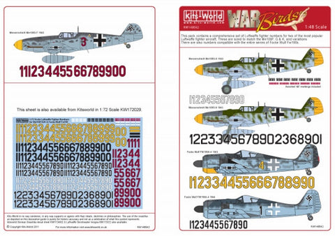 キッツワールド KW148042 1/48 'ドイツ空軍 機体ナンバー' - 1/48スケール デカールシート