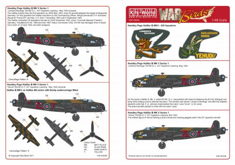 キッツワールド KW148046 1/48 ハンドレページ ハリファックス - 1/48スケール デカールシート