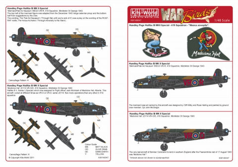 キッツワールド KW148047 1/48 ハンドレページ ハリファックス B MKII 1/48スケール デカールシート