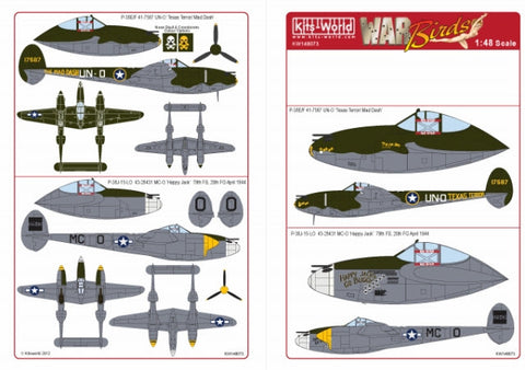 キッツワールド KW148073 1/48スケール デカールシート P-38 ライトニング