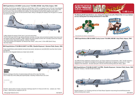キッツワールド KW148075 1/48スケール デカールシート B-29 スーパーフォートレス