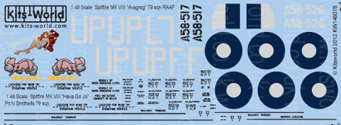 キッツワールド KW148078 1/48スケール デカールシート スピットファイア MK VIII