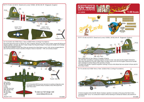 キッツワールド KW148086 1/48 ボーイング B-17F/G フライングフォートレス