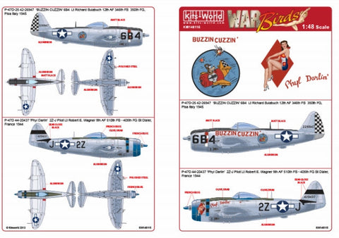 キッツワールド KW148115 1/48 P-47D サンダーボルト バブルトップ デカールシート