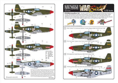 キッツワールド KW172002 1/72 アメリカ ノーズアート P51B マスタング - 1/72スケール デカールシート