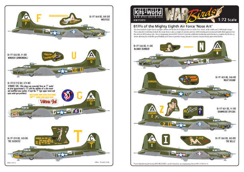 キッツワールド KW172013 1/72 B17 F フライングフォートレス - 1/72スケール デカールシート