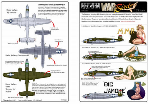キッツワールド KW172023 1/72 "B-25J ミッチェル" 1/72スケール デカールシート