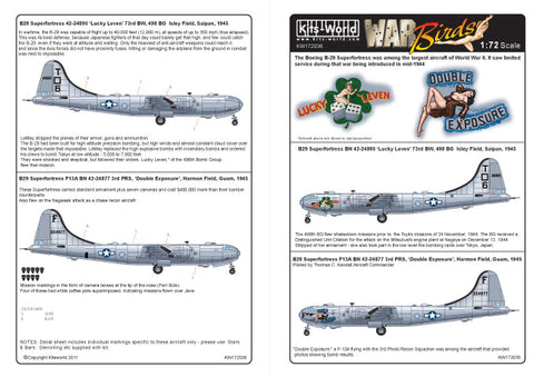キッツワールド KW172036 1/72 B-29 スーパーフォートレス - 1/72スケール デカールシート