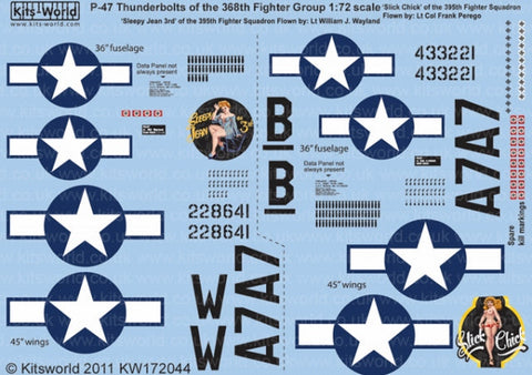 キッツワールド KW172044 1/72スケール デカールシート P-47 サンダーボルト