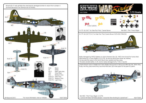 キッツワールド KW172054 1/72スケール デカールシート B-17F/G フライングフォートレス
