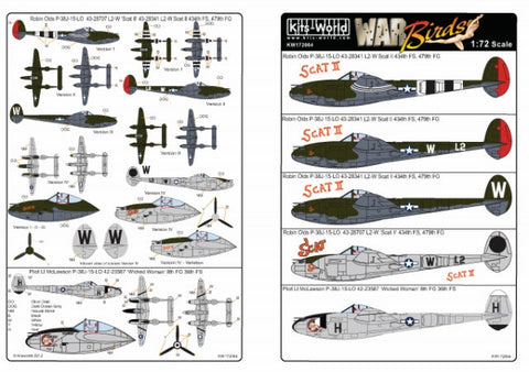 キッツワールド KW172064 1/72スケール デカールシート P-38 ライトニング