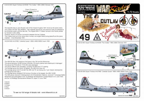 キッツワールド KW172072 1/72スケール デカールシート B-29 スーパーフォートレス