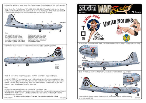 キッツワールド KW172073 1/72スケール デカールシート B-29 スーパーフォートレス