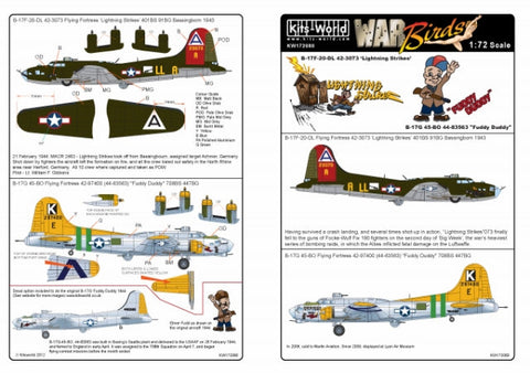 キッツワールド KW172080 1/72スケール デカールシート B-17F/G フライングフォートレス