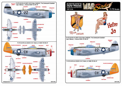 キッツワールド KW172106 1/72 P-47D サンダーボルト バブルトップ 1/72スケール デカールシート