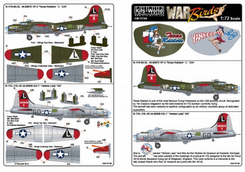 キッツワールド KW172109 1/72 B-17G フライングフォートレス 1/72スケール デカールシート