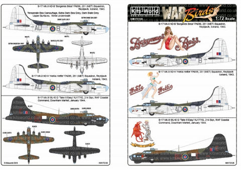 キッツワールド KW172125 1/72スケール B-17s Mk.II - Mk.III (MET) Sqn