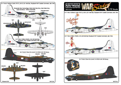 キッツワールド KW172134 1/72スケール ボーイング B-17 MkIII's