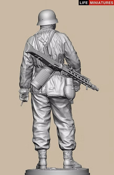 ライフミニチュア LM-16009 1/16 WWII ドイツ ポトー迎撃戦 ハンセン戦闘団のMG42機銃手 バルジの戦い1944