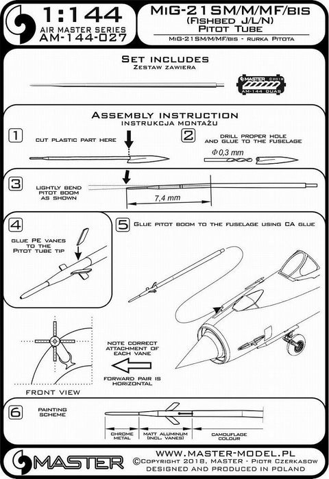 マスター AM-144-027 1/144 ミグ 21 SM/M/MF/bis (フィッシュベッド J/L/N) ピトー管