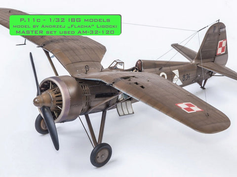 マスター AM-32-120 1/32 ポーランド 戦闘機 PZL P.11c のディテールセット wz. 33 機関銃銃身,ガンサイト,およびベンチュリ管（IBGモデル用）