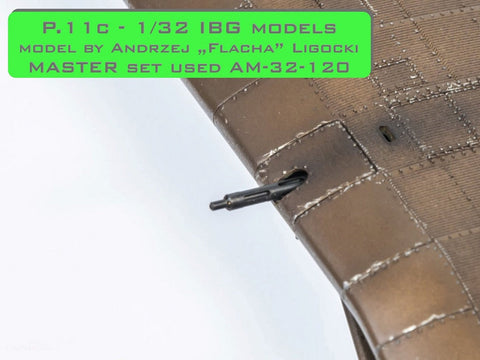 マスター AM-32-120 1/32 ポーランド 戦闘機 PZL P.11c のディテールセット wz. 33 機関銃銃身,ガンサイト,およびベンチュリ管（IBGモデル用）