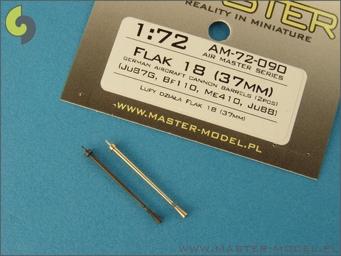 マスター AM-72-090 1/72 ドイツ空軍 航空機関砲 3.7cm Flak18銃身(ユンカース Ju-87G 他用)（2本入り）