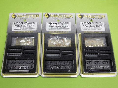 マスター SM-350-094 1/350 アメリカ海軍 ボフォース 40mm/56口径砲 4連装 ver.2 / Mk-51方位盤付 (レジン, エッチングパーツ および挽物パーツ) (6本入り)