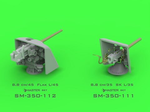 マスター SM-350-112 1/350 ドイツ ガン 8,8cm/45 (3.46in) Flak L/45 - ドイツ軍主要艦 WWI - (レジン＆チューンパーツ) - (4個入)