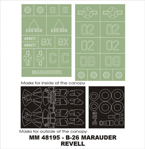 モンテックス MM48195 1/48 B-26B/G マローダー(レベル用)マスキングシート(キット付属デカールと置換)