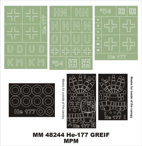モンテックス MM48244 1/48 He 177A-5(MPM用)マスキングシート(キット付属デカールと置換)