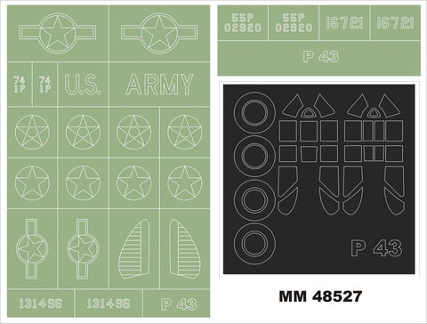 モンテックス MM48527 1/48 P-43 ランサー(ドラウィングス用)マスキングシート(キット付属デカールと置換)