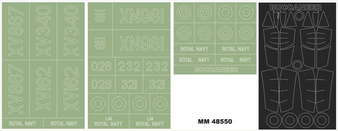 モンテックス MM48550 1/48 バッカニア S2C/D(エアフィックス用)マスキングシート(キット付属デカールと置換)