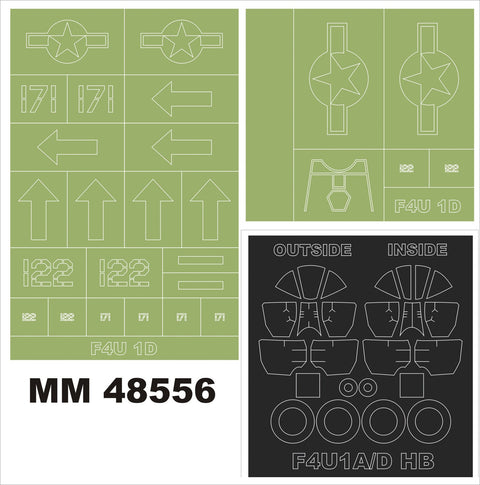 モンテックス MM48556 1/48 F4U-1D コルセア(ホビーボス用)マスキングシート(キット付属デカールと置換)