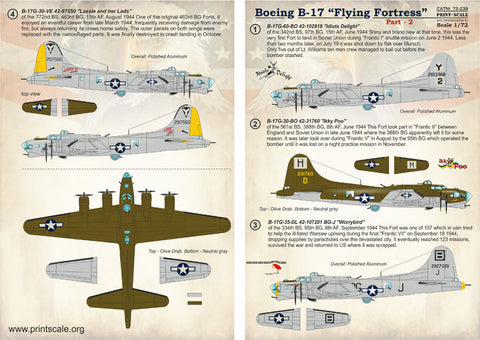 プリントスケール 72-239 1/72 ボーイング B-17 フライングフォートレス Part2