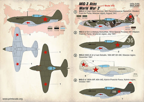 プリントスケール 72-283 1/72 MIg-3 エース WWII