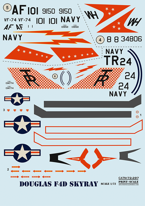 プリントスケール 72-297 1/72 ダグラス F4DF-6 スカイレイ コンプリートセット