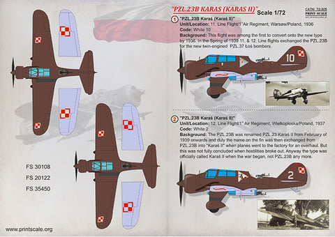 プリントスケール 72-305 1/72 PZL.23 カラシュ