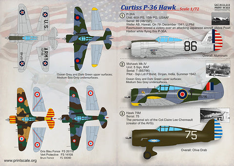 プリントスケール 72-315 1/72 カーチス P-36 ホーク