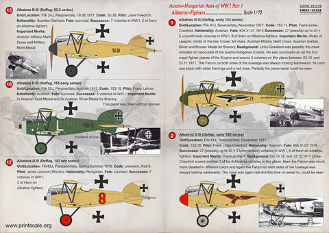 プリントスケール 72-316 1/72 オーストリア・ハンガリー エース Part 1