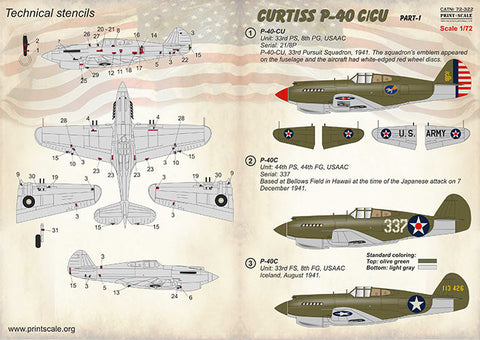 プリントスケール 72-322 1/72 カーチス P-40 C/CU Part1